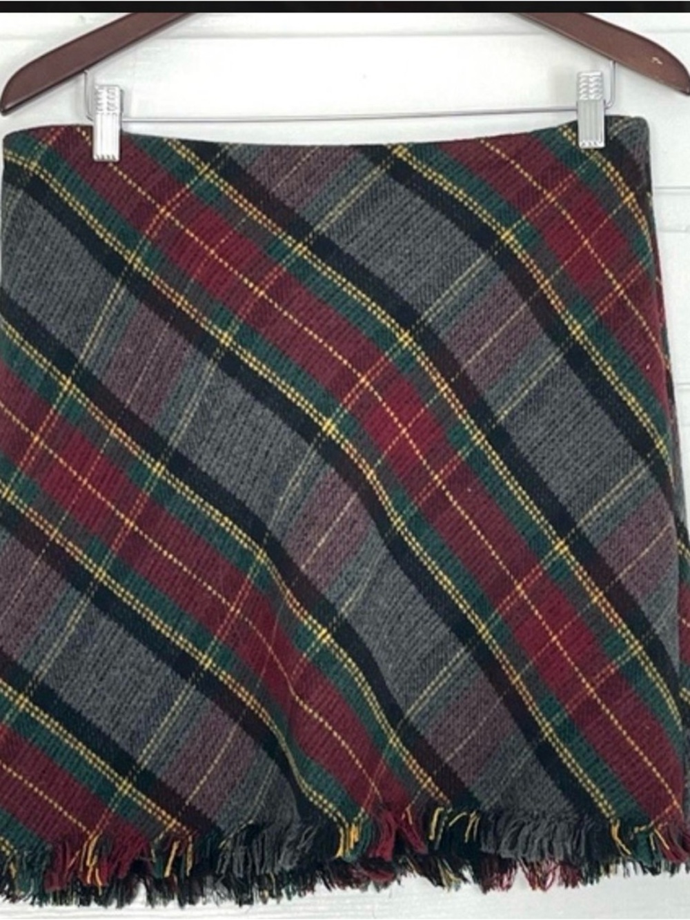 Sanctuary Plaid A-Line Mini Skirt in Red, Green, Gray